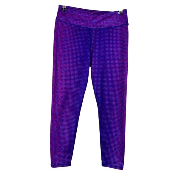 Prana Pants - PrAna Purple and pink dot and art deco pattern athletic leggings Size Medium